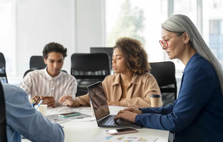 People working as a team