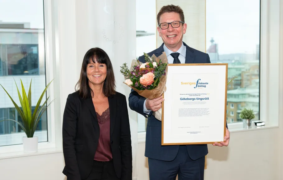 Eva Söderlund Eliasson Chef Region Väst Feelgood och Johan Kvart Lagman Göteborgs Tingsrätt