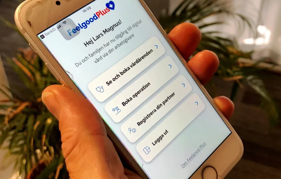 Telefon som visar app