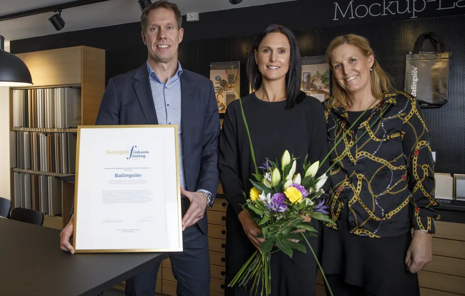 Henric Fransson VD Ballingslöv, Isabella Wärvik HR-chef Ballingslöv och Ulrika Westh Chef Region Syd Feelgood.