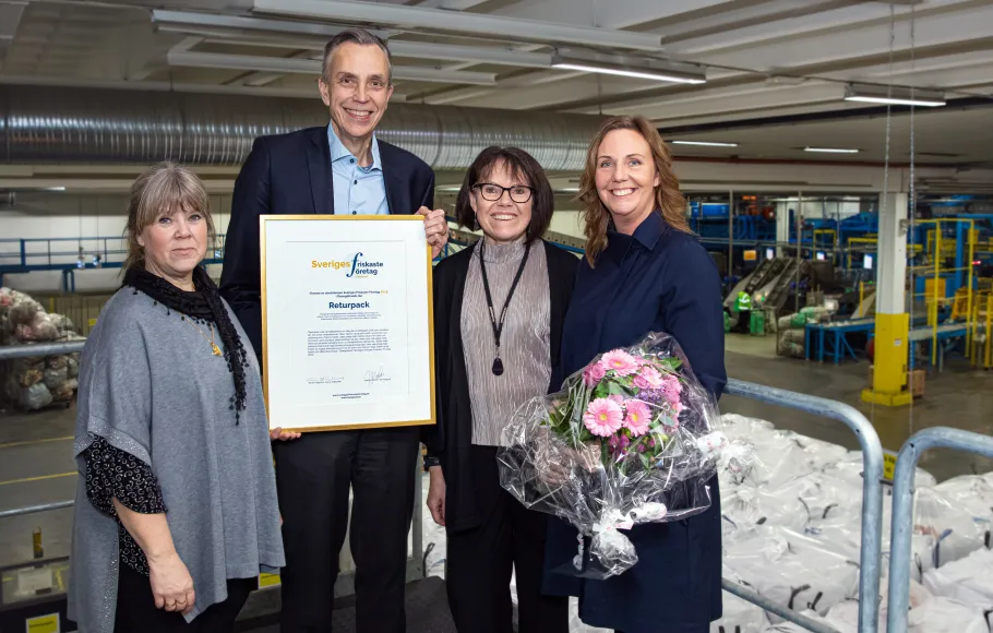 Returpack: Annelie Niva Hållbarhetsstrateg,  Bengt Lagerman VD, Eva Whass HR-administratör och Ulrika Magnusson HR- & Hållbarhetschef